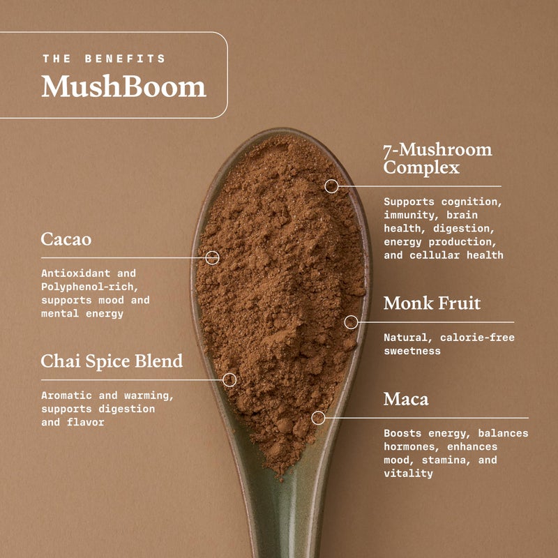 Ultra Life Sport - MushBoom Organic Mushroom Coffee Alternative Drink - 30 Servings 7 Mushroom Cacao Blend - Cordyceps, Lion’s Mane, Chaga, Maitake, Shiitake, Reishi & Turkey Tail - Caffeine Free - Image 3